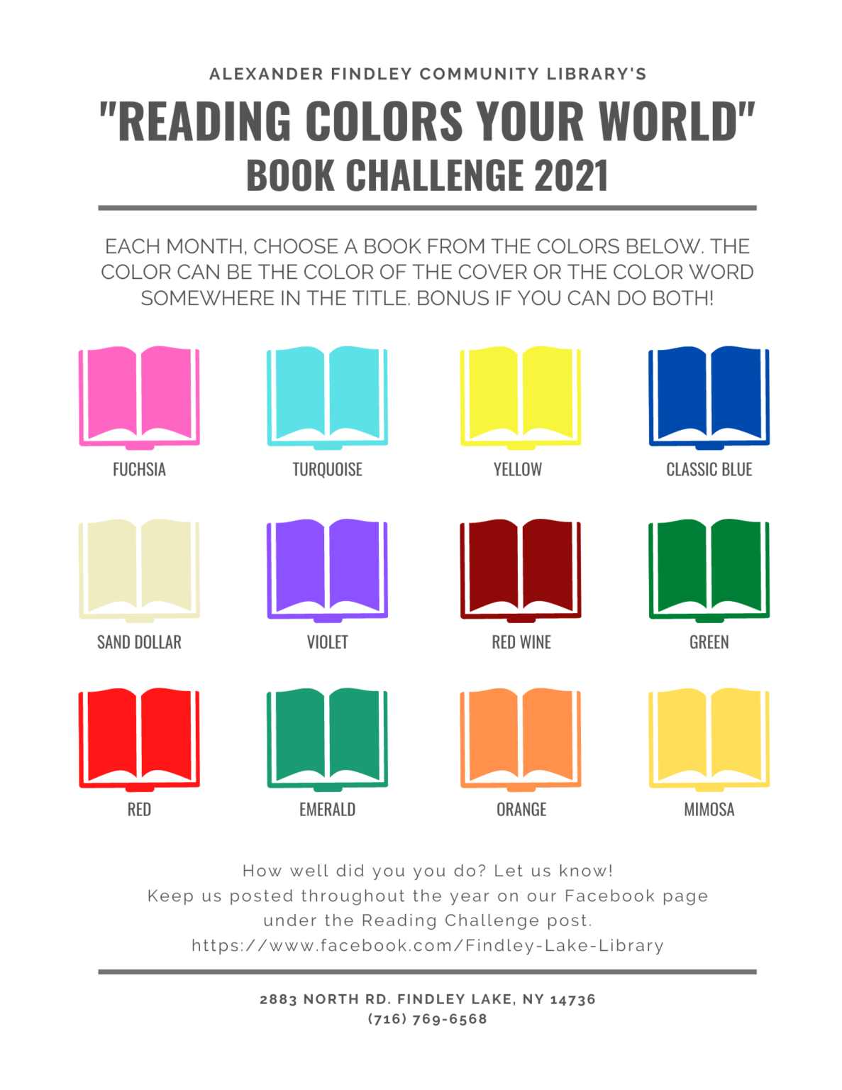 "Reading Colors Your World" Book Challenge 2021 • Alexander Findley